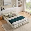 Polsterbett mit Chenille-Bezug & Steppdesign, 140x200 cm, Beige, ohne Matratze Bild 2