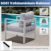 MeXo Gartenlounge-Set XXL Gartenmöbel Set Aluminium Outdoor, (cremeweiß, harmonieren mit Licht bei Nacht, 2-tlg, Passt zum skandinavischen, mediterranen oder minimalistischen Stil), wetterfest Gartenstuhl Gartensessel Balkonstuhl für 1-2 Personen Bild 4