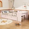 Jugendbett mit Ausziehbett, Schreibtisch, Regal und Lattenrost, 90x200 cm, Einzelbett, Holzbett Bild 3