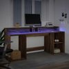 vidaXL LED-Schreibtisch Braun Eichen-Optik 200x55x91 Holzwerkstoff 3309444 Bild 4