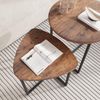 Runder Couchtisch 2er-Set Holzoptik Metallrahmen Beistelltisch Wohnzimmer Bild 3
