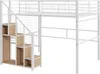 Hochbett mit Rausfallschutz, Treppe, Lattenrost und Regal, 140x200 cm, Metallbett, Jugendbet Bild 5