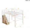 Hochbett mit Rausfallschutz, Treppe, Lattenrost und Regal, 140x200 cm, Metallbett, Jugendbet Bild 4