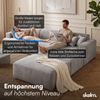 skølm 'Freki' Cloud Sofa 3 Sitzer mit 2x Hocker, Vollschaumcouch mit Federkern und Vakuum-Kompression, kein Aufbau erforderlich, mit 3 Kissen, Cord grau Bild 4