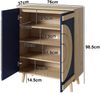 Merax Schuhschrank mit runden, geometrischen Türen, mehrstufigem Stauraum, stabilen Holzbeinen, Blau und natur Bild 4