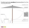 anndora-sonnenschirm Sonnenschirm quadratisch mit Dreh Kipp Mechanismus, LxB: 300,00x300,00 cm, wasserabweisende Oberflächenbeschichtung Bild 3