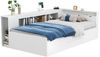 Polsterbett 90×200 cm aus Leinen-Stoff mit LED-Beleuchtung & USB-Typ-C-Anschluss, beige Bild 5