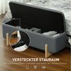 HOMCOM Sitzbank mit Leinenoptik, Holzbeine, Sicherheitsscharniere (Bettbank, 1-St, Polsterbank mit Stauraum), für Wohnzimmer, Schlafzimmer, Flur, 111 x 44 x 44,5 cm, Dunkelgrau Bild 4