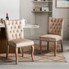 2er Set Esszimmerstuhl Samt gepolstert Massivholz mit Kupfernägeln, modernes Design, komfortabler Sessel,Helles Kamel Bild 5