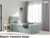 MEBLINI Kinderbett mit Bettkasten MINO 3 80x200 Links – H3/Blaugrau Samt Gepolstert Einzelbett mit Matratze - Polsterbett mit Stauraum - Bett mit Kopfteil – Stauraumbett Bild 2