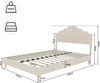 Flieks Doppelbett 140x200cm, Polsterbett mit Nieten Kopfteil, Beige Bild 4
