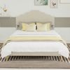 Flieks Doppelbett 140x200cm, Polsterbett mit Nieten Kopfteil, Beige Bild 2