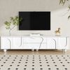 TV-Schrank 180 x 40 x 42 cm in Weiß mit Schubladen und Fächern – TV-Kommode aus PB mit Massivholzbeinen Bild 2