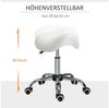 HOMCOM Rollsitz höhenverstellbarer Sattelhocker Drehstuhl Drehhocker (Kosmetikhocker, 1 St, Arbeitshocker), Weiß 52 x 53 x 49-61 cm Bild 3