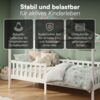 Bellabino 'Bia' Hausbett 80x160 cm mit Matratze, weiß, Kiefer Massivholz, Montessori Kinderbett mit Rausfallschutz und Lattenrost Bild 3