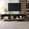 TV-Schrank mit vier Türen, TV-Ständer, TV-Paneel, niedriger TV-Ständer. Einzigartiges Design, geometrische Textur. 160 x 37,5 x 48 cm (L x B x H) Bild 3