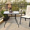 COSTWAY Bistrotisch Gartentisch mit Schirmloch und Glasplatte für den Innen- und Aussenbereich, Schwarz, 80 x 80 x 71 cm Bild 2