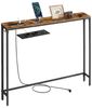 VASAGLE Konsolentisch mit Ladestation, schmaler Sofatisch, Flurtisch, 15 x 100 x 80 cm, mit Haken, einfache Montage, für Flur, Wohnzimmer, vintagebraun-tintenschwarz Bild 4