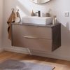 LANZET VIDRO Waschbecken mit Unterschrank 90 cm breit, Braun/Marmor Grau, Waschbecken Keramik Weiß Bild 2