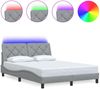 vidaXL Bettgestell mit LED ohne Matratze Hellgrau 140x200 cm Stoff 3310671 Bild 2