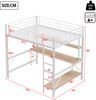 Hochbett 140x200 cm, Metall-MDF Konstruktion mit 7‑Farben Ambientelicht, USB & Steckdose, Geländer und Trittleiter, Schreibtisch & Regal, Weiß Bild 4