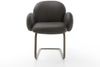 Freischwinger Nube-Flex mit Armlehnen Mikrofaser Anthrazit Vintage Freischwinger flach Effektfinish Titan Taschenfederkern Bild 2