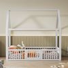 140*200cm Massivholzbett, Doppelbett, Flachbett, Hausbett, Hausbett mit Türchen, weiß Bild 2