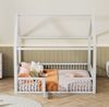 140*200cm Massivholzbett, Doppelbett, Flachbett, Hausbett, Hausbett mit Türchen, weiß Bild 4