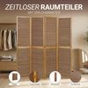 Paravent Raumteiler 4 teilig Holz Trennwand Sichtschutz Braun Bild 5