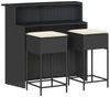 vidaXL 3-tlg. Gartenbar-Set mit Kissen Schwarz Poly Rattan 3261486 Bild 2