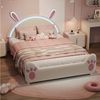 Furnishings Home Kinderbett Polsterbett LED mit Hasenohren Kopfteil 90x200 cm (1-tlg, LED Beleuchtung steuerbar per App/Fernbedienung), Doppelbett mit Hasenohren Kopfteil und Lattenrost, Samt Bild 5