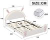 Furnishings Home Kinderbett Polsterbett LED mit Hasenohren Kopfteil 90x200 cm (1-tlg, LED Beleuchtung steuerbar per App/Fernbedienung), Doppelbett mit Hasenohren Kopfteil und Lattenrost, Samt Bild 2