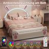 Furnishings Home Kinderbett Polsterbett LED mit Hasenohren Kopfteil 90x200 cm (1-tlg, LED Beleuchtung steuerbar per App/Fernbedienung), Doppelbett mit Hasenohren Kopfteil und Lattenrost, Samt Bild 3