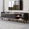 BlingBin TV-Schrank TV-Möbel, TV-Panel, TV-Lowboard, Fernsehtisch TV Board Fernsehschrank (TV-Schrank mit 2 Schubladen und 2 Schiebetüren, 1-St, Gesamtabmessungen: 160 x 40 x 58cm, Produktladung: 50KG) Exquisite Textur, Spanplatte, Schwarz und Natürlic... Bild 5
