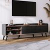 BlingBin TV-Schrank TV-Möbel, TV-Panel, TV-Lowboard, Fernsehtisch TV Board Fernsehschrank (TV-Schrank mit 2 Schubladen und 2 Schiebetüren, 1-St, Gesamtabmessungen: 160 x 40 x 58cm, Produktladung: 50KG) Exquisite Textur, Spanplatte, Schwarz und Natürlic... Bild 3