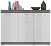 Sideboard Shawn in weiß Hochglanz und Rauchsilber grau 120 cm Bild 2
