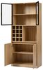 Flieks Küchenbuffet mit LED-Beleuchtung, Glastüren, Weinregal und Gläserhalter (1-St, B80/T40/H180 cm) Küchenschrank mit verstellbare Ablagen Hochschrank Standvitrine Holz Bild 4