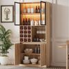 Flieks Küchenbuffet mit LED-Beleuchtung, Glastüren, Weinregal und Gläserhalter (1-St, B80/T40/H180 cm) Küchenschrank mit verstellbare Ablagen Hochschrank Standvitrine Holz Bild 2