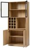 Flieks Küchenbuffet mit LED-Beleuchtung, Glastüren, Weinregal und Gläserhalter (1-St, B80/T40/H180 cm) Küchenschrank mit verstellbare Ablagen Hochschrank Standvitrine Holz Bild 3