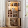 Flieks Küchenbuffet mit LED-Beleuchtung, Glastüren, Weinregal und Gläserhalter (1-St, B80/T40/H180 cm) Küchenschrank mit verstellbare Ablagen Hochschrank Standvitrine Holz Bild 5