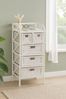 Rattanregal Weiß – Hochwertiges, Handgeflochtenes Regal mit 5 Schubkästen aus Rattan Bild 5