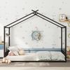 Bett 140x200 cm aus Metall in Hausform – Kinderbett schwarz, stabil und modern Bild 4