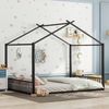 Bett 140x200 cm aus Metall in Hausform – Kinderbett schwarz, stabil und modern Bild 3