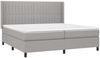 vidaXL Boxspringbett mit Matratze Stoff Hellgrau 200x200 cm, Härtegrad: H2 [3131617] Bild 3