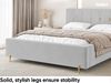 MEBLINI Polsterbett 180x200 mit Lattenrost mit Matratze – FABIO – Hellgrau Samt – Doppelbett mit Bettkasten - Stauraumbett - Kopfteil Bett mit Stauraum Bild 5