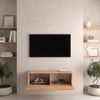 Planetmöbel TV Board 100 cm Gold Eiche, TV Schrank mit 1 Klappe als Stauraum, Lowboard hängend oder stehend, Sideboard Wohnzimmer Bild 4