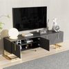 TV-Lowboard, Spanplatte mit 4 Türen & Metallgestell, 170x40x45,5 cm, GrauSchwarz/gold Bild 5