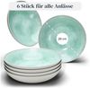 PURE LIVING INTERIOR DESIGN Geschirr-Set Pure Living Suppenteller 6er 20cm »Ibiza«, Steingut, Türkis, 6 Personen, Steingut, Mediterrane Handwerksoptik, Reaktive Glasur – jedes Stück einzigartig… Bild 3