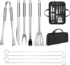 Grillbesteck-Set, 9-teilig, Edelstahl, mit Tasche