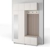 Garderoben-Set Napoli Version 11: Kleiderschrank mit Polsterpaneelen, Schuhschrank und Schrankaufsatz Flur und Eingangsbereich (Cashmere/Trinity 02), 229 x 40 x 140 cm Bild 4